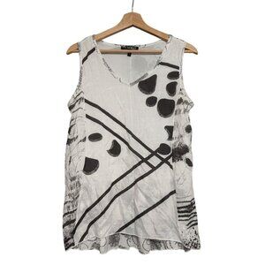 Picadilly Womens 4 Floral Tank Top Black White Abstract Print Blouse Art Pattern